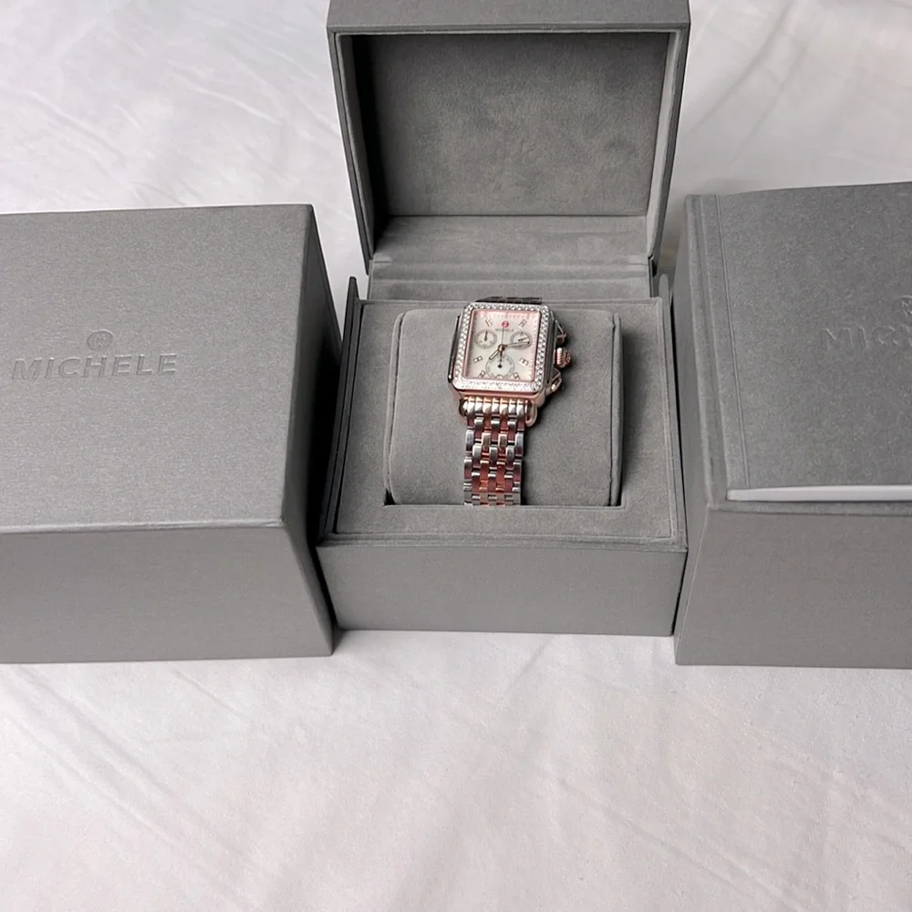 MICHELE DECO SIGNATURE DIAMOND TWO-TONE WOMEN'S FASHION WATCH - Picture 7 of 7